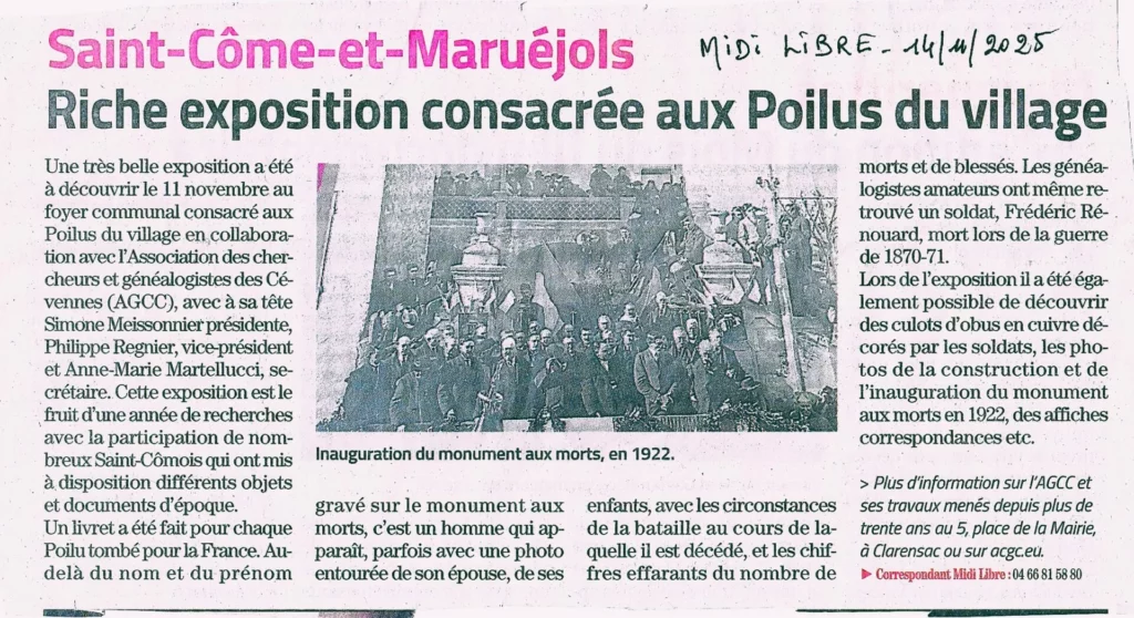 Midi libre Article Expo St Come 11.11.2025