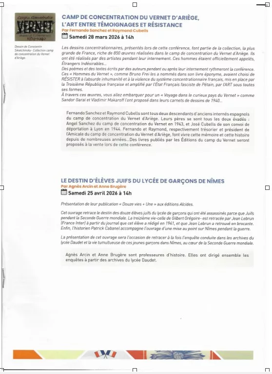 Conférences 28 mars et 25 avril