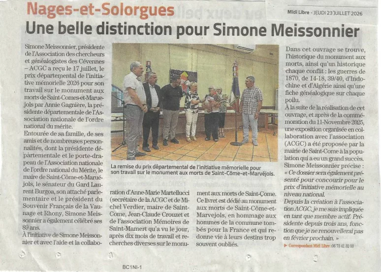 Midi Libre Nages et Solorgues 23.07.2026