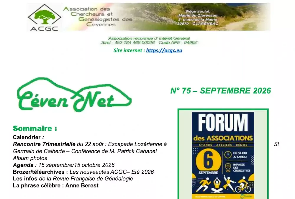 Céven&rsquo;Net N°75 septembre 2026