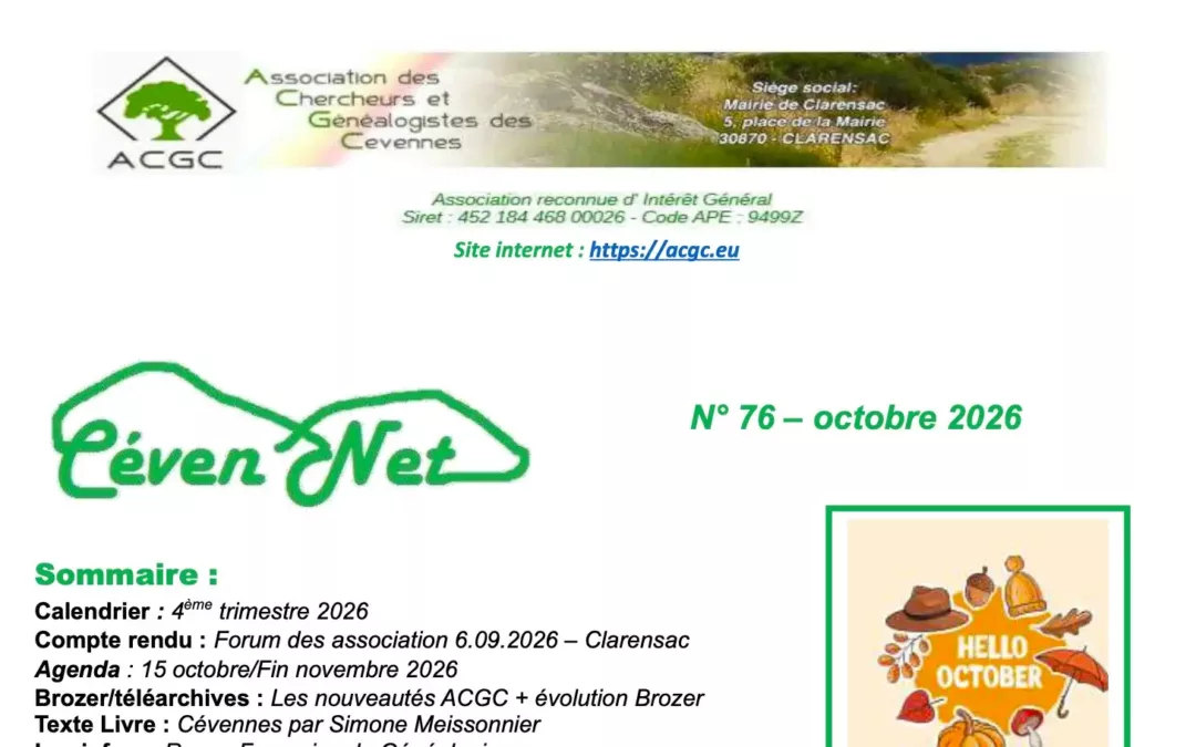 Céven&rsquo;Net N°76 octobre-novembre 2026